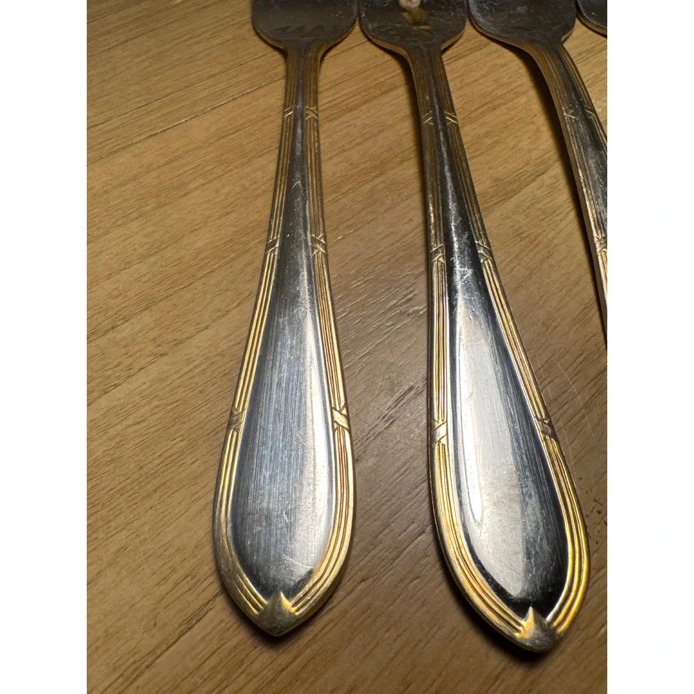 Edelstahl Rostfrei 18/10 Stainless Steel Dinner Forks Gold Accent Set of 5